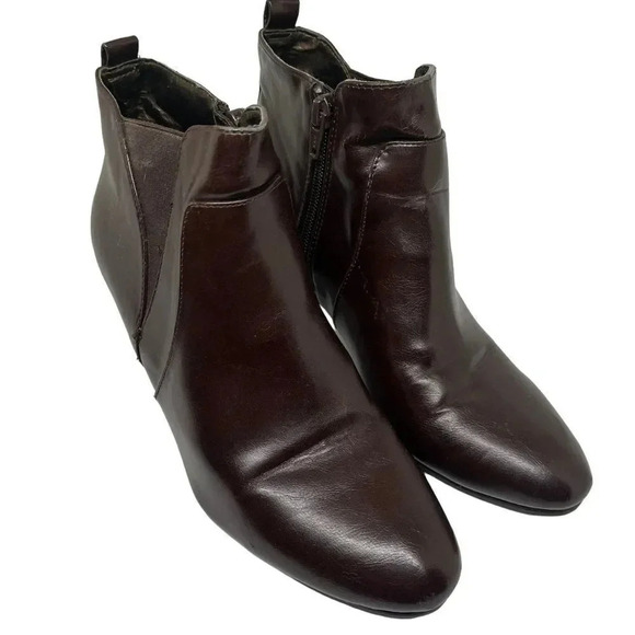 LifeStride Chocolate Brown Leather Zip Up Ankle Booties Size 8.5 - Picture 2 of 8